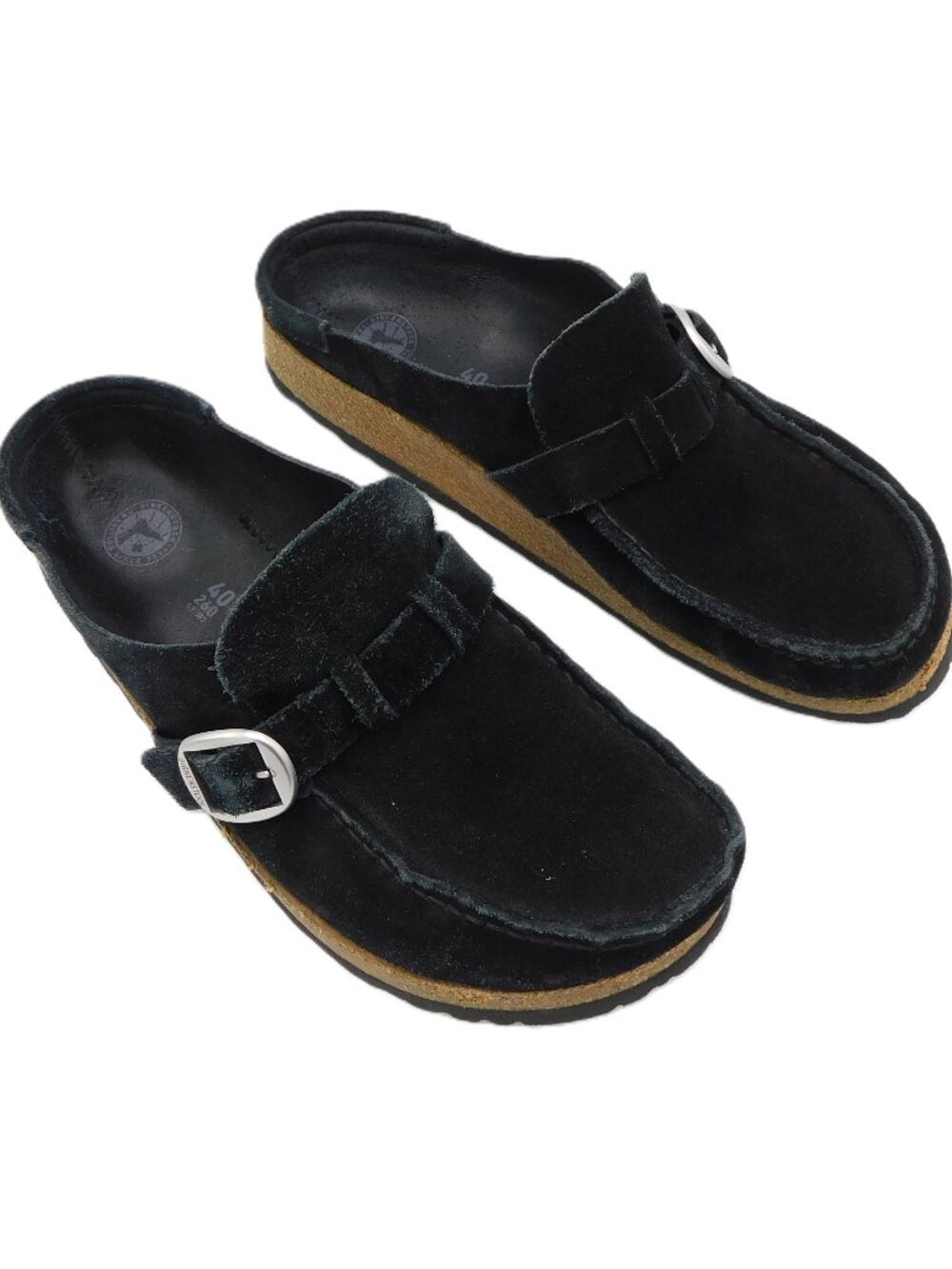 Birkenstock Black Suede Leather Buckley Clogs | Boho | GUC | 9 Narrow / 40